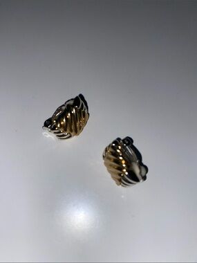 Gold and Silver Two-Tone Shell Clip-On Earrings